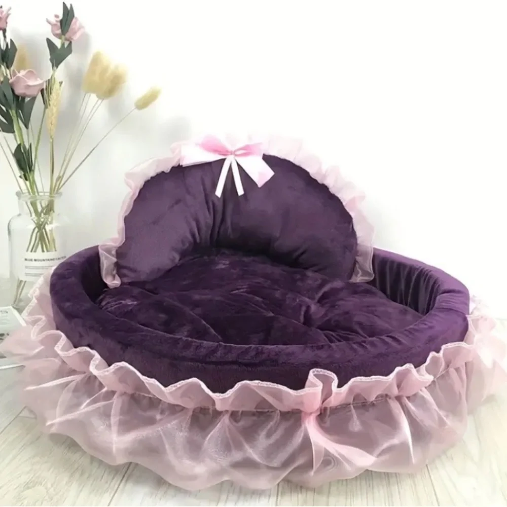 {NEW} Cozy Lodge Style Bed for Puppies & Kittens Purple
